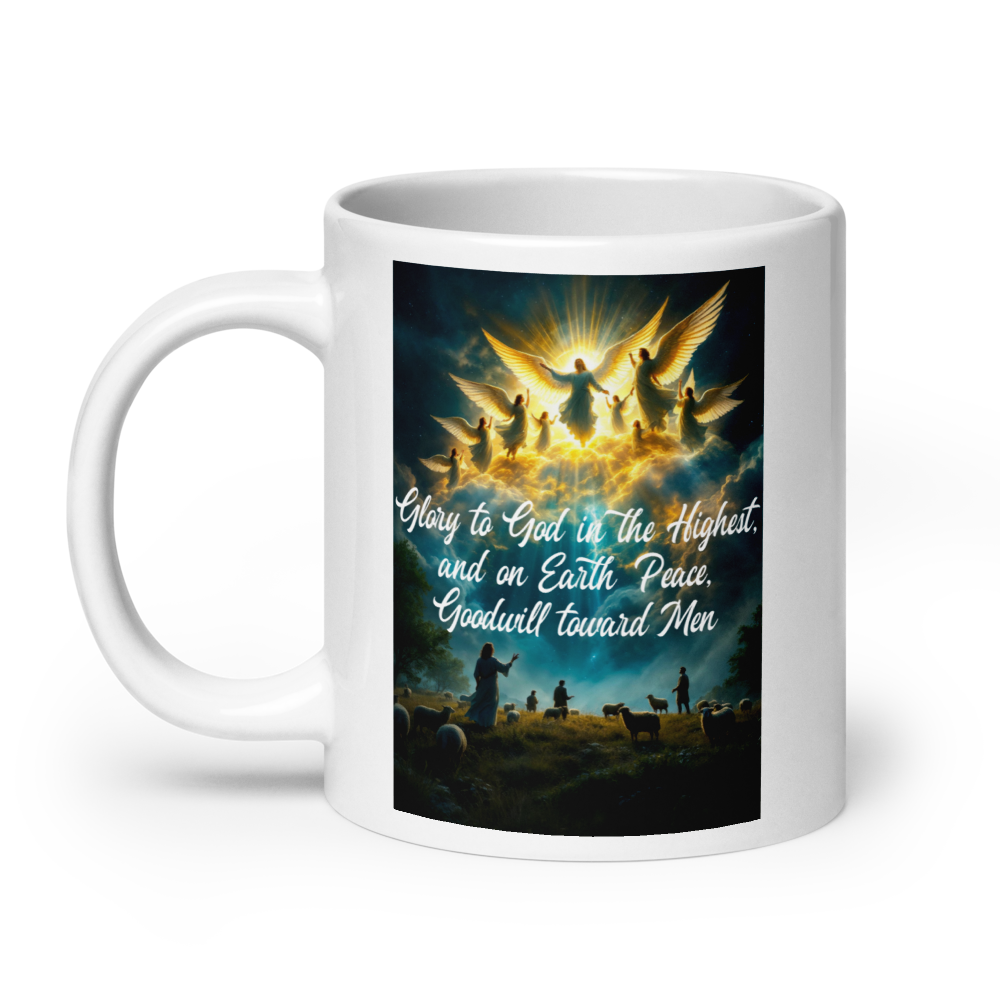 White Glossy Scripture Mug - Glory to GOD